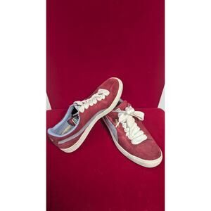 Size Us 10 Puma Red Suede Blue Trim White Lace Casual Shoe 35263424